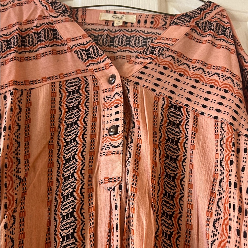 EaselBohemian Striped Women's Top - Pink and Black - Picture 6 of 10
